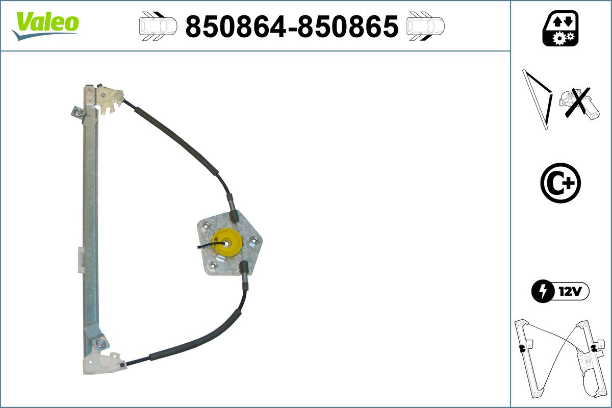 Mecanism actionare geam 850864 VALEO